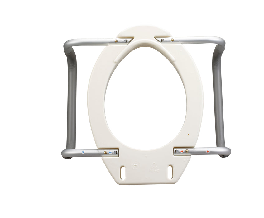 Drive Medical elongated raised toilet seat underside view