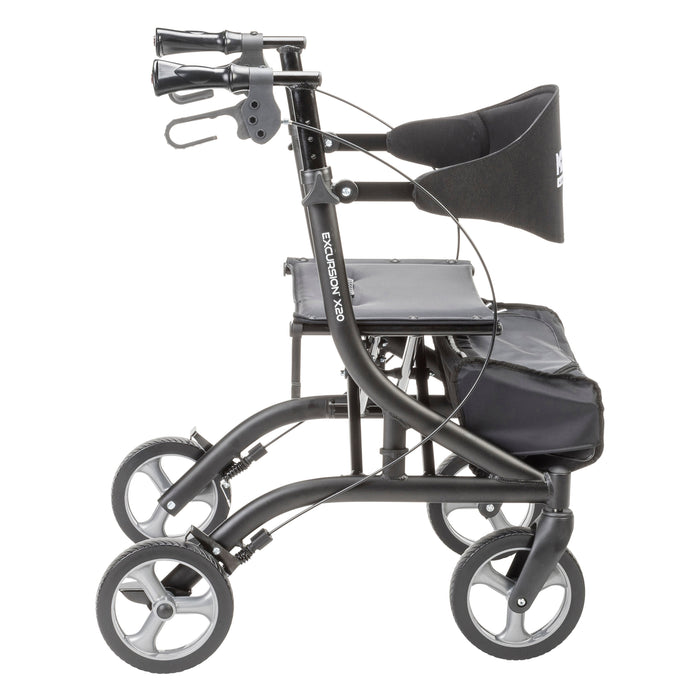 Drive Medical Excursion X20 Rollator, Onyx, Side View