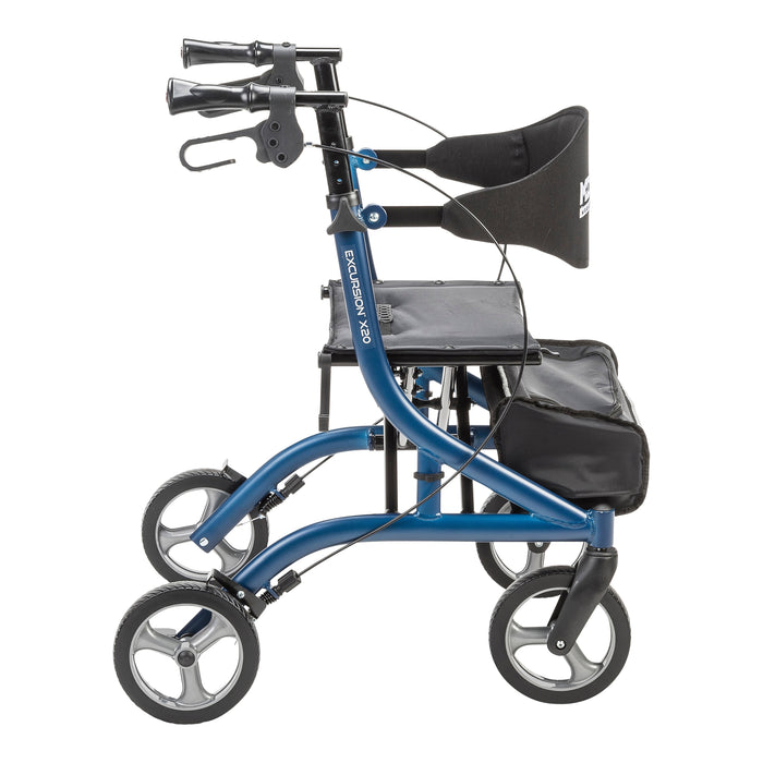 Drive Medical Excursion X20 Rollator, Sapphire, Side View