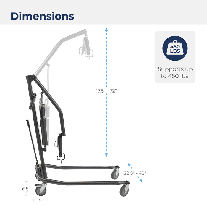 Drive Medical hydraulic patient lift dimensions