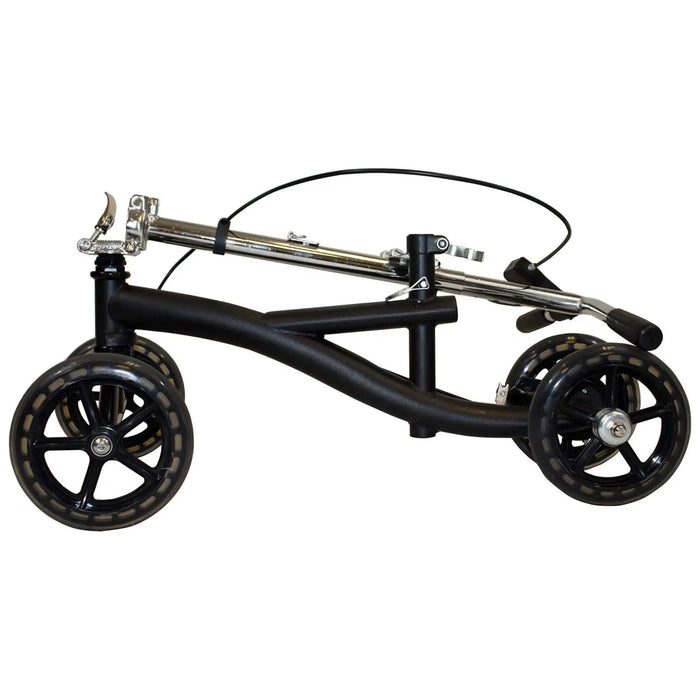 Drive Medical Rosco Deluxe Knee Rollator folded for storage