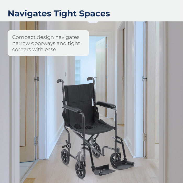 Drive Medical Transport Chair, 19 Inch Seat, Silver Vein Frame