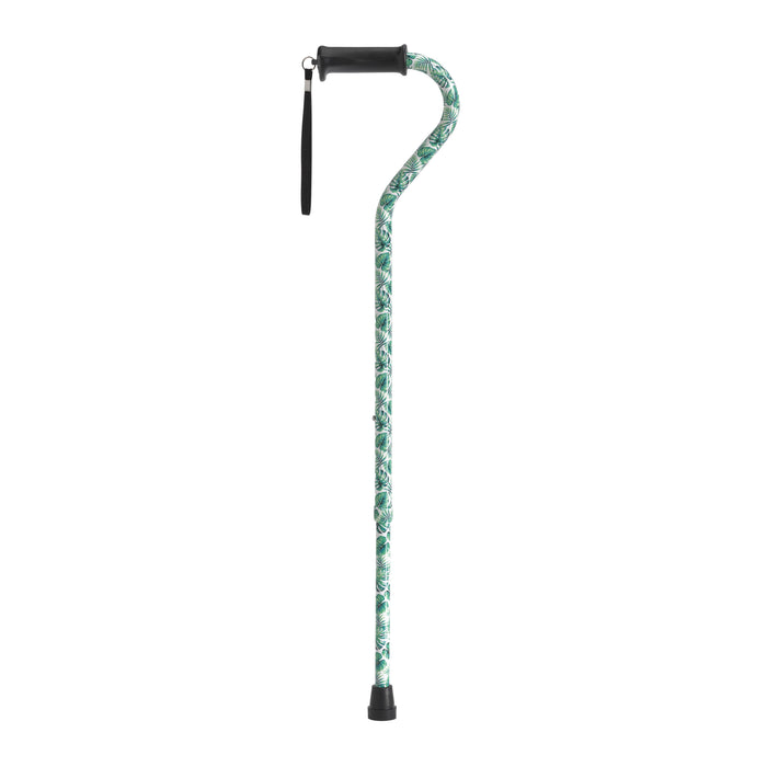 Drive Medical adjustable offset cane green leaves