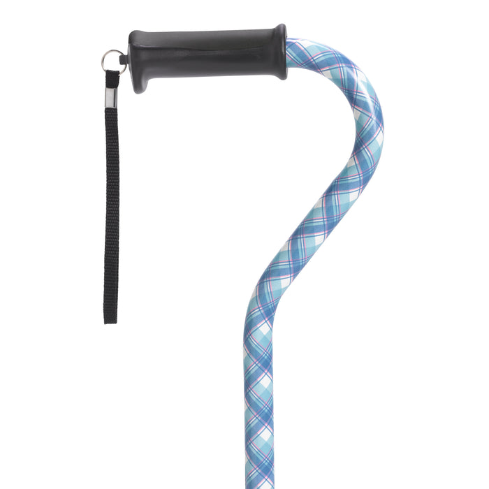 Drive Medical plaid offset cane gel grip close-up