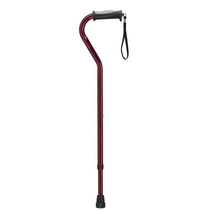 Drive Medical offset cane with gel grip red crackle