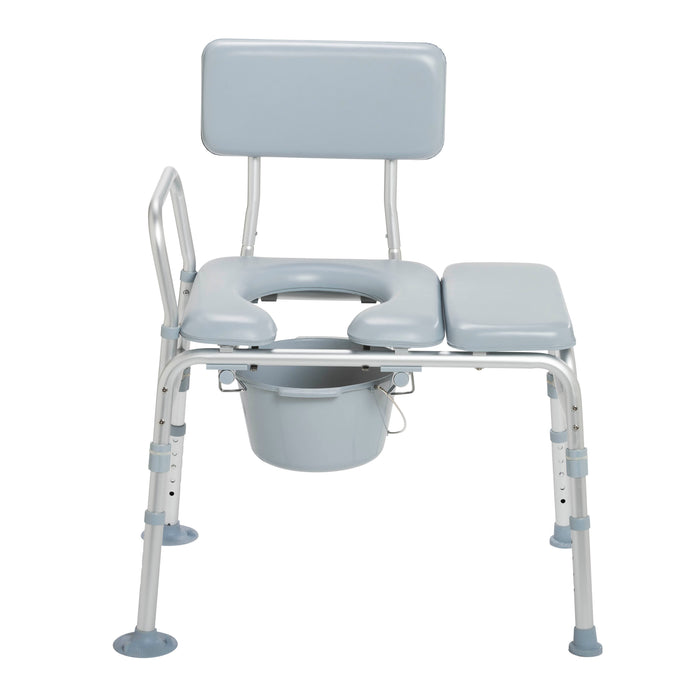 Drive Medical padded transfer bench with commode front view