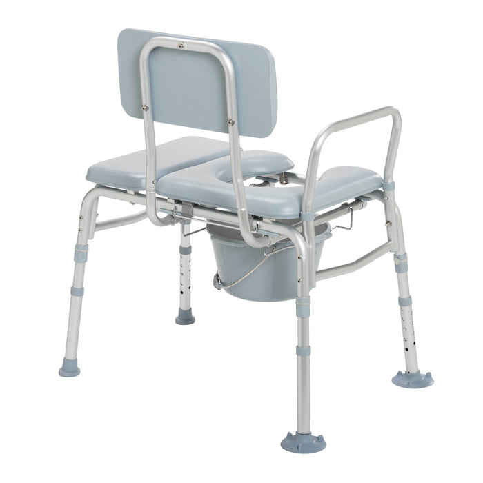 Drive Medical padded transfer bench with commode rear angle