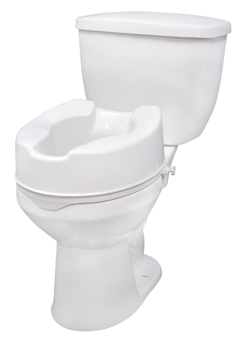 Drive raised toilet seat with lock