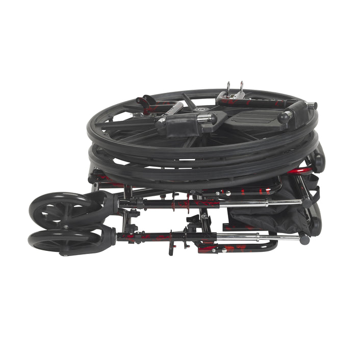 Drive Rebel Lightweight Wheelchair, Red, Folded for Storage