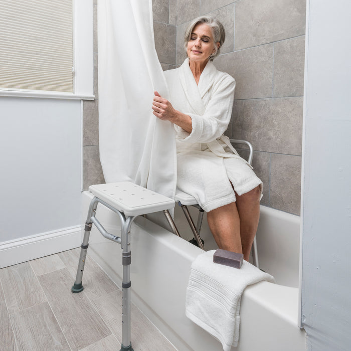 Drive Splash Defense tub transfer bench in use