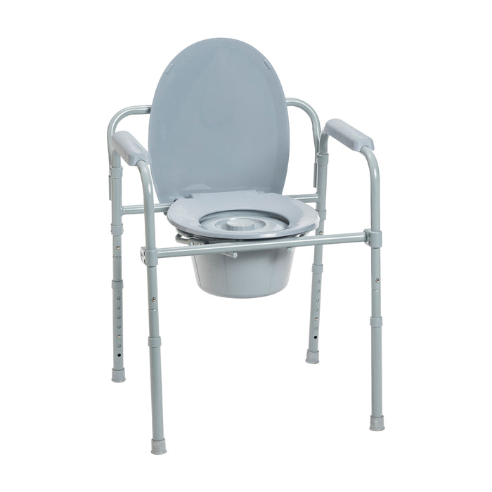 Drive Medical steel folding commode open seat