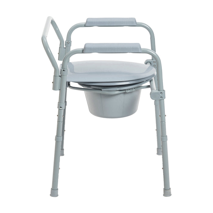Drive Medical steel folding commode side view