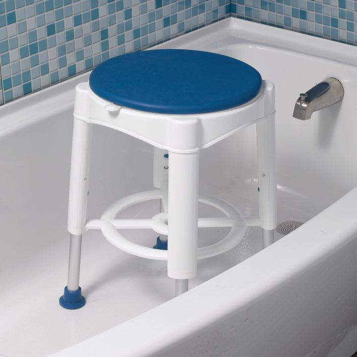 Drive Medical swivel seat shower stool in bathtub