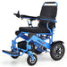 Elevate Home Mobility Sky Hawk blue folding power wheelchair front angle view