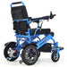 Elevate Home Mobility Sky Hawk blue portable power wheelchair rear angle view