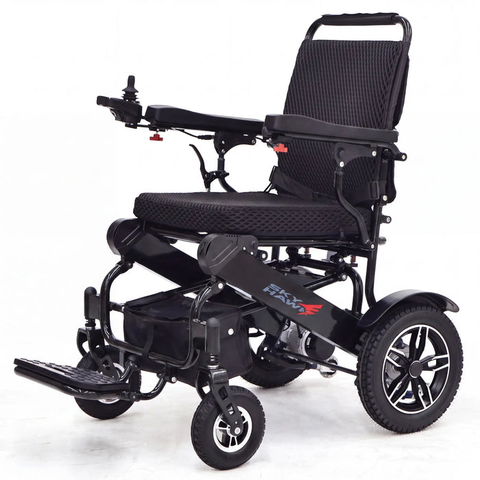 Elevate Home Mobility Sky Hawk folding electric wheelchair front angle view
