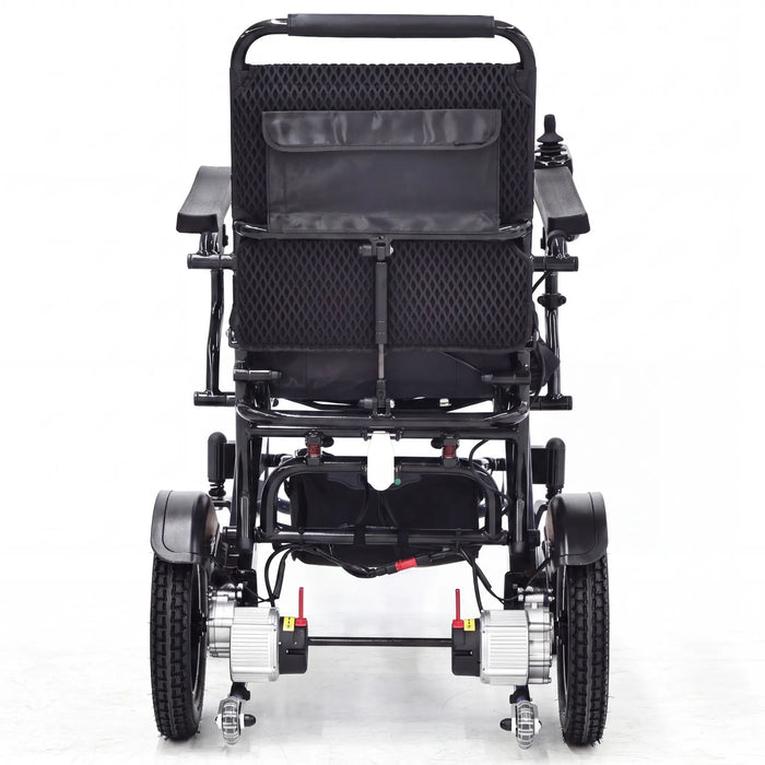 Elevate Home Mobility Sky Hawk folding power wheelchair rear angle view
