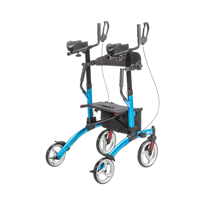 Elevate Upright Walker, Blue, 3/4 Angle View