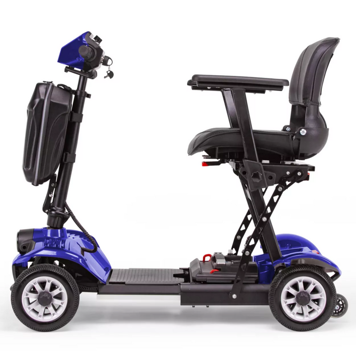 EWheels EW-26 4 Wheel Folding Travel Mobility Scooter - Airline Approved - Side Blue