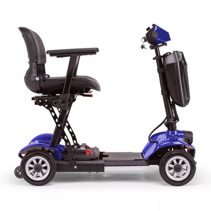 EWheels EW-26 4 Wheel Folding Travel Mobility Scooter - Airline Approved - Side View Blue