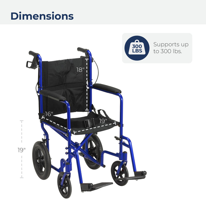 Expedition Transport Chair, Blue, Dimensions and Weight Capacity