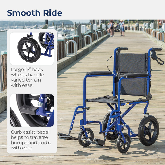 Expedition Transport Chair, Blue, Companion-Activated Wheel Lock Detail