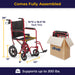 Expedition Transport Chair, Red, 3/4 Angle View Dimensions