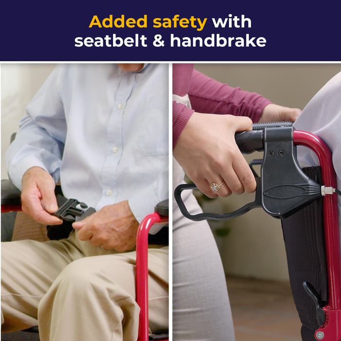 Expedition Transport Chair, Red, Rear Handle Loop Brake Detail
