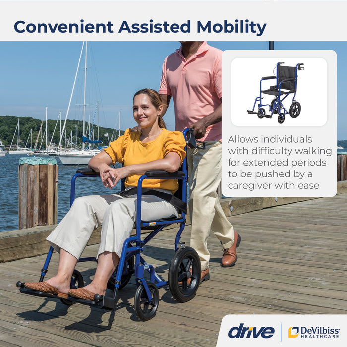 Lightweight Expedition Transport Wheelchair, Blue, In Use