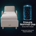 EZLift Bed Elevra Rotating Adjustable Bed with built-in backup battery illustration, highlighting continued operation during power outages for dependable care and mobility support.