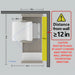 Top-view installation diagram for the EZLift Bed Elevra Rotating Adjustable Bed showing required wall clearance and space needed for safe bed rotation.