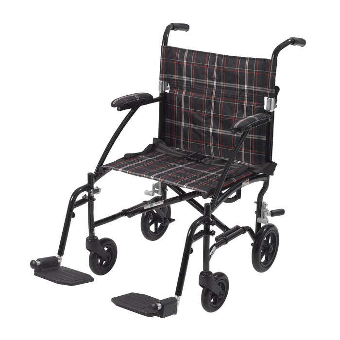 Fly Lite Ultra Lightweight Transport Wheelchair, Black, Front View