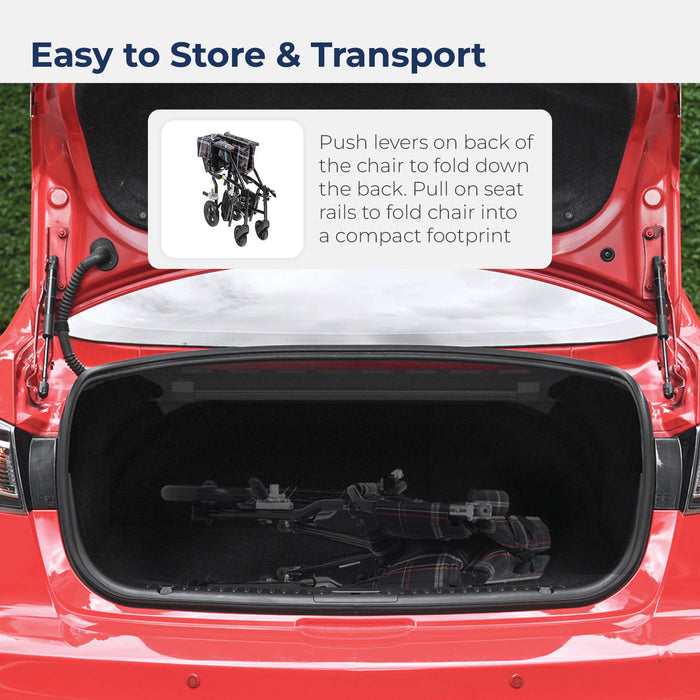 Fly Lite Transport Chair, Black, Folded for Storage inside a Car Trunk