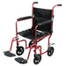 Flyweight Transport Wheelchair, Red, Front View