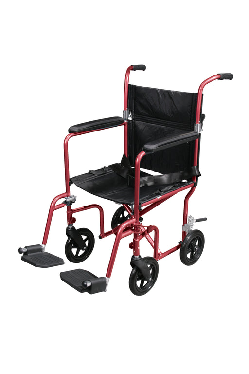 Flyweight Transport Wheelchair, Red, Front View
