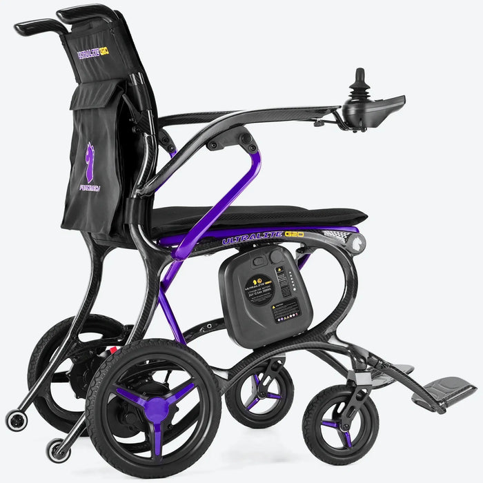 Forcemech Ultralite G20 purple power wheelchair side view