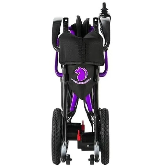 Forcemech Ultralite G20 purple wheelchair folded rear view