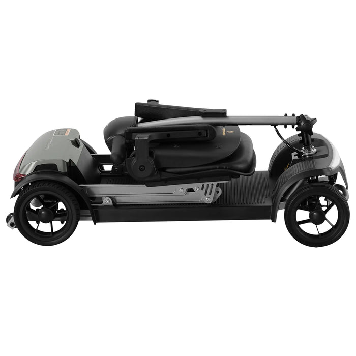 Forcemech PathMate folding mobility scooter folded flat side view compact travel design