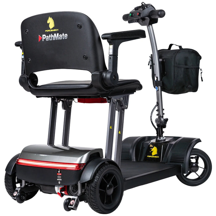 Forcemech PathMate mobility scooter rear view with LED light and compact frame