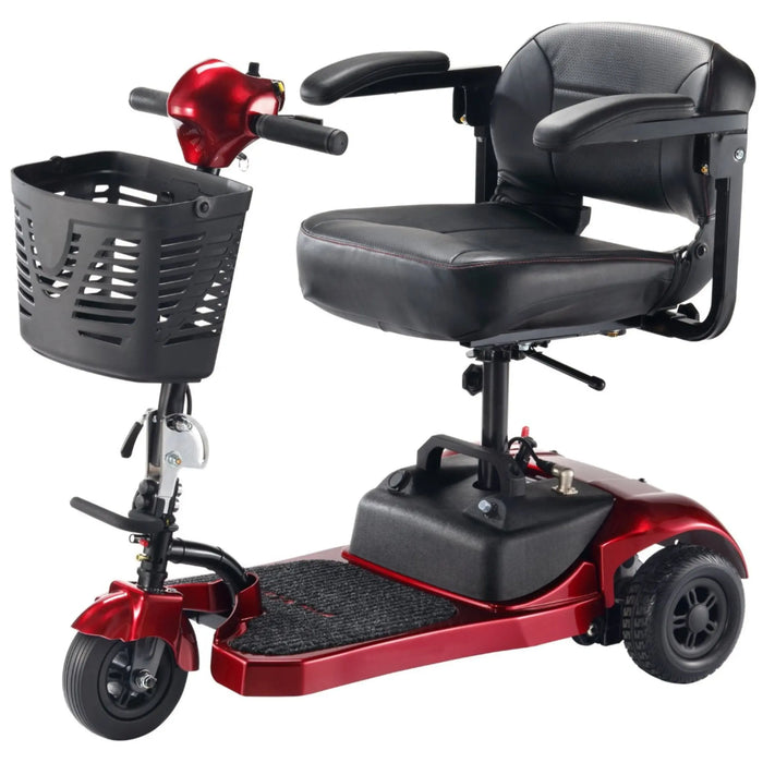FreeRider Ascot 3 portable mobility scooter, red, front angle view