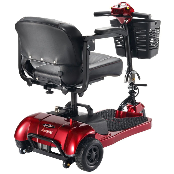 FreeRider Ascot 3 portable mobility scooter, red, rear angle view