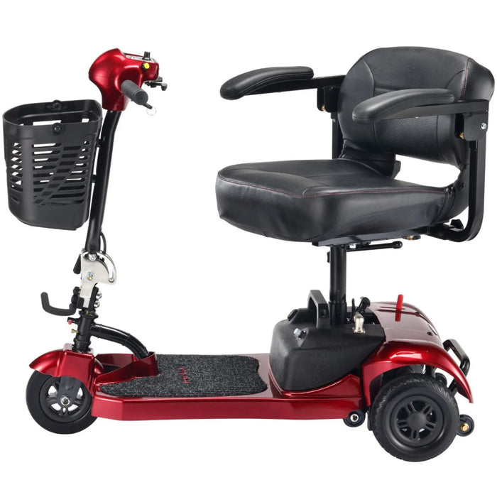 FreeRider Ascot 3 portable mobility scooter, red, side view
