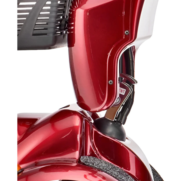 FreeRider FR-510-F II bariatric 4-wheel mobility scooter tiller hinge close up