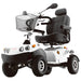 FreeRider FR GDX heavy-duty all-terrain mobility scooter, silver, front angle view
