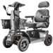FreeRider FR1 all-terrain heavy-duty 4-wheel mobility scooter, metallic gray, front angle view