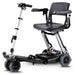 FreeRider Luggie Elite folding travel mobility scooter, black, front angle view