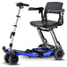FreeRider Luggie Elite folding travel mobility scooter, blue, front angle view