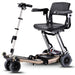 FreeRider Luggie Elite folding travel mobility scooter, champagne, front angle view