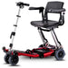 FreeRider Luggie Elite folding travel mobility scooter, red, front angle view