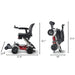 reeRider Luggie portable travel power wheelchair dimensions in open and folded positions